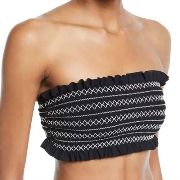 TORY Burch Smocked Costa Bandeau Bikini Top - Picture 1 of 8
